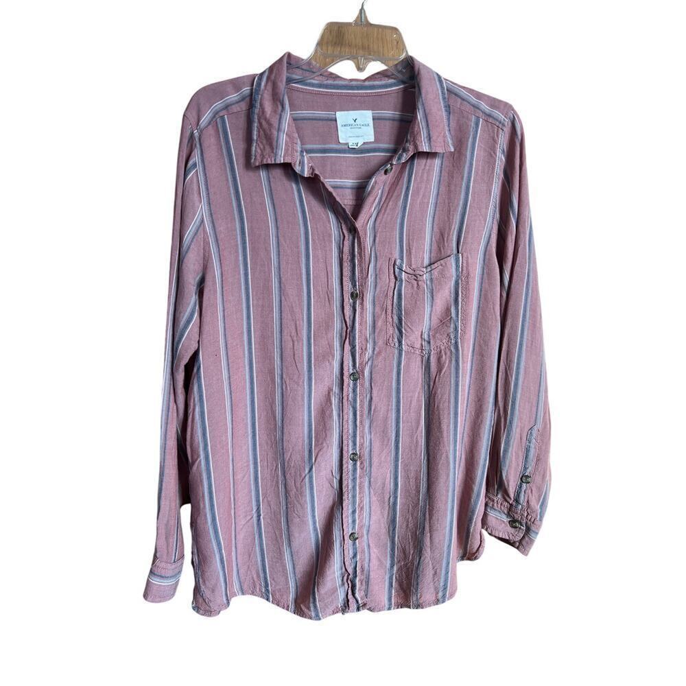 American Eagle Long Sleeve Button down, Stripe shirt Women's size M
